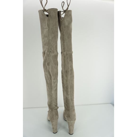Stuart Weitzman Highland Suede Over the Knee Bow Top Boots - Picture 5 of 10